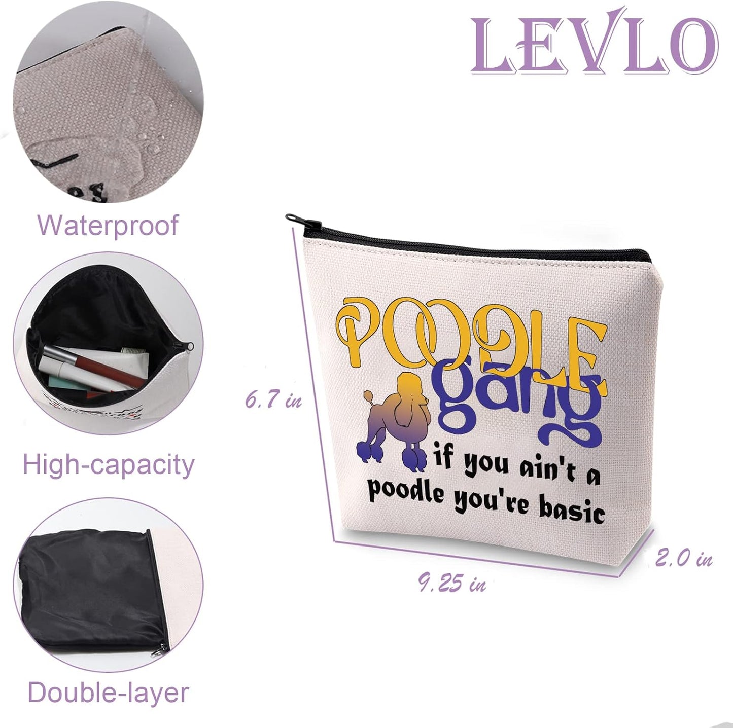 Poodle Group Gift Poodle Gang If You Ain'T a Poodle You'Re Basic Makeup Bag Pretty Poodle Travel Bruches Zipper Pouch(Poodle Gang)